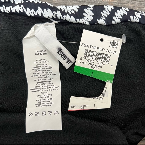 NWT Bar III | Feathered Daze Bikini Bottoms Size Large Reversible Multi & Black - Picture 11 of 16